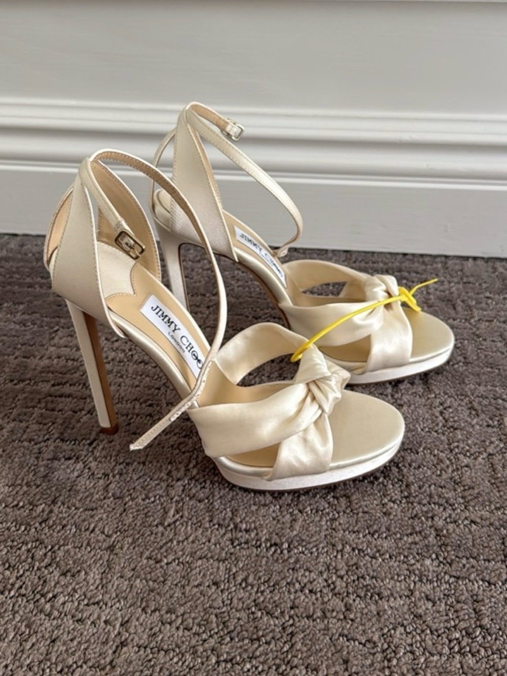 Bridal NEW Jimmy Choo Rosie 120 Satin Platform Sandals - Size 37.5